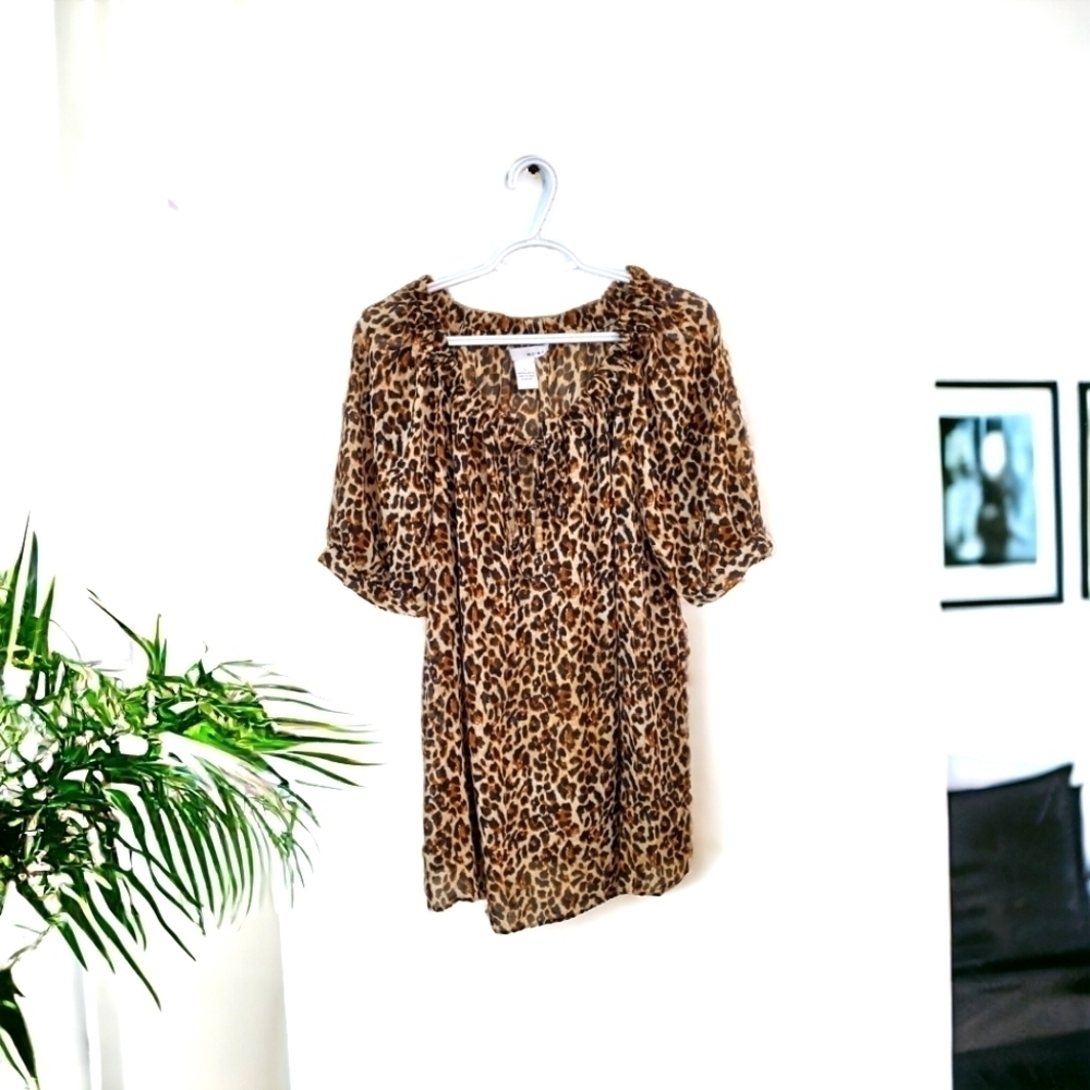 Leopard Print Ladies Blouse Size Large